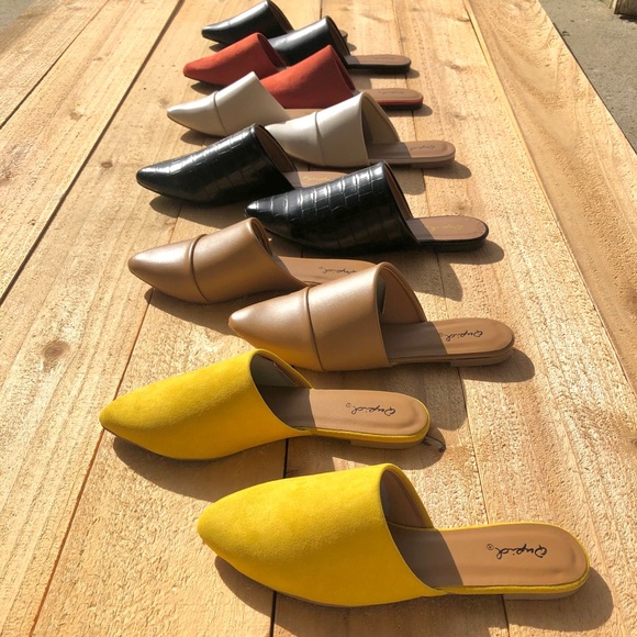 Yellow Vegan Suede Mule Flats - Picture 5 of 5